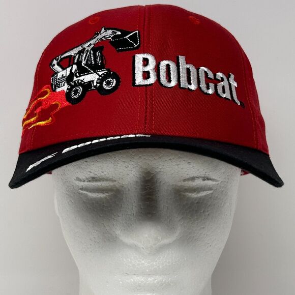 Vintage 90s Bobcat Company Hat Cap Farmer Farming Construction Equipment Red - Picture 2 of 9